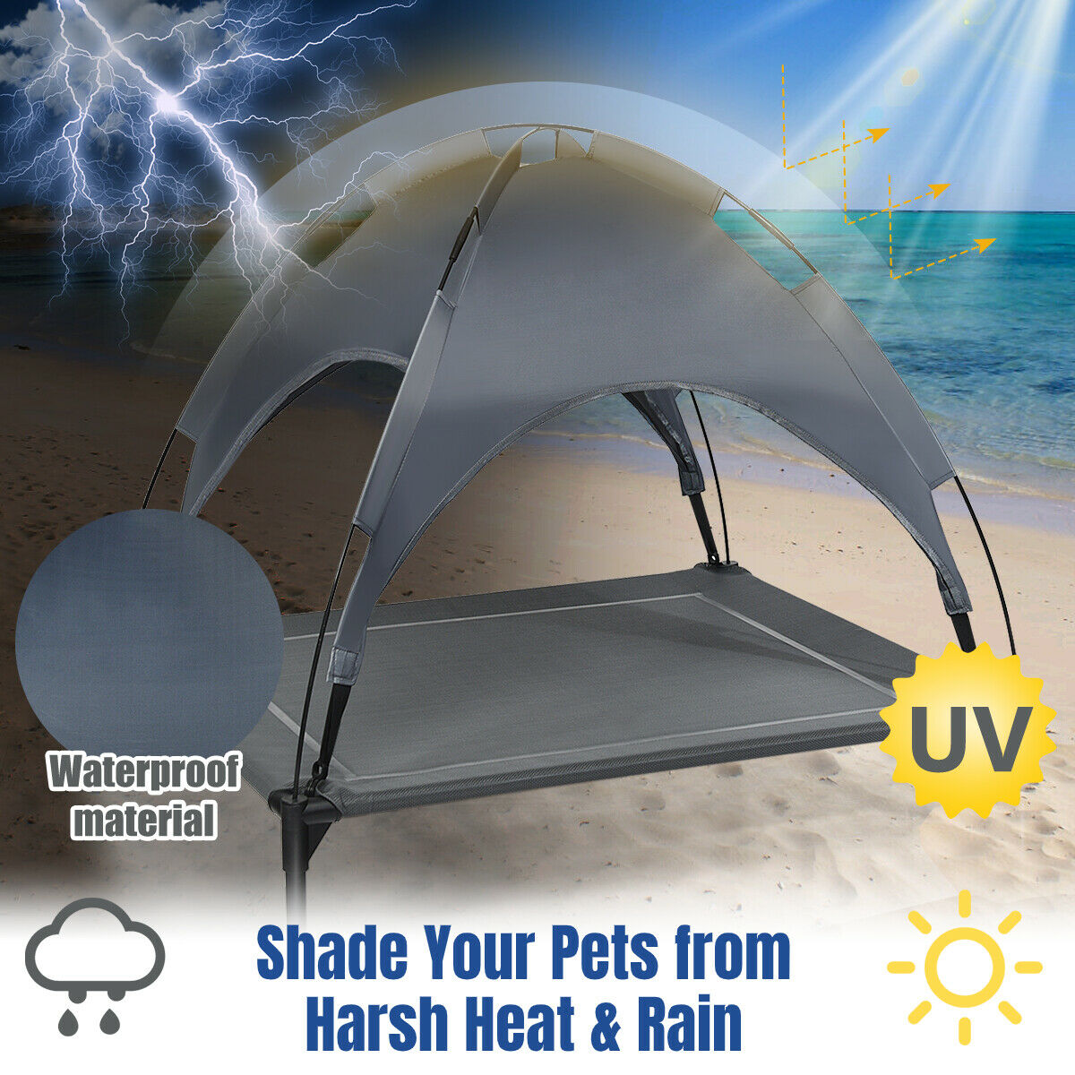 Elevated Pet Bed with Removable Canopy