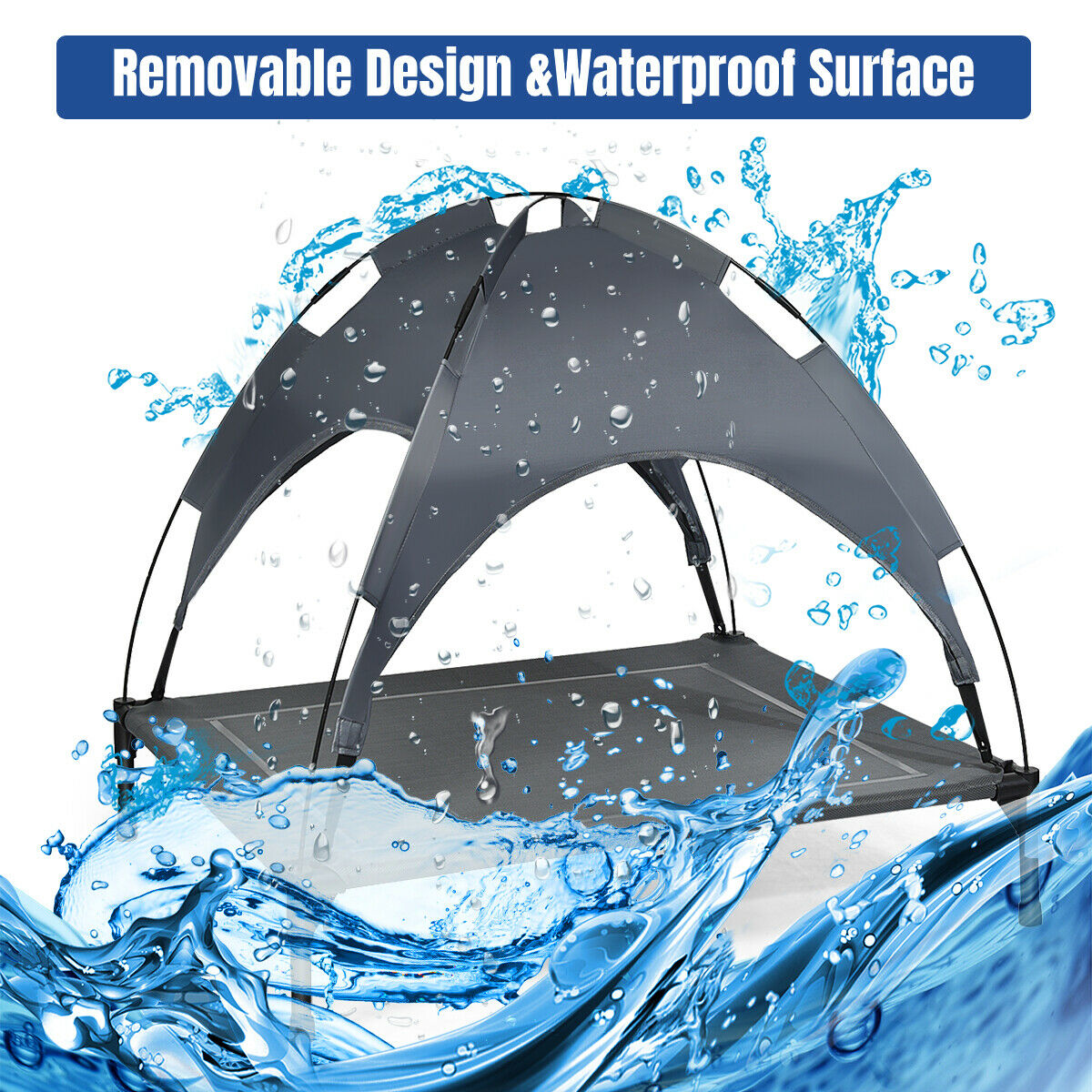 Elevated Pet Bed with Removable Canopy