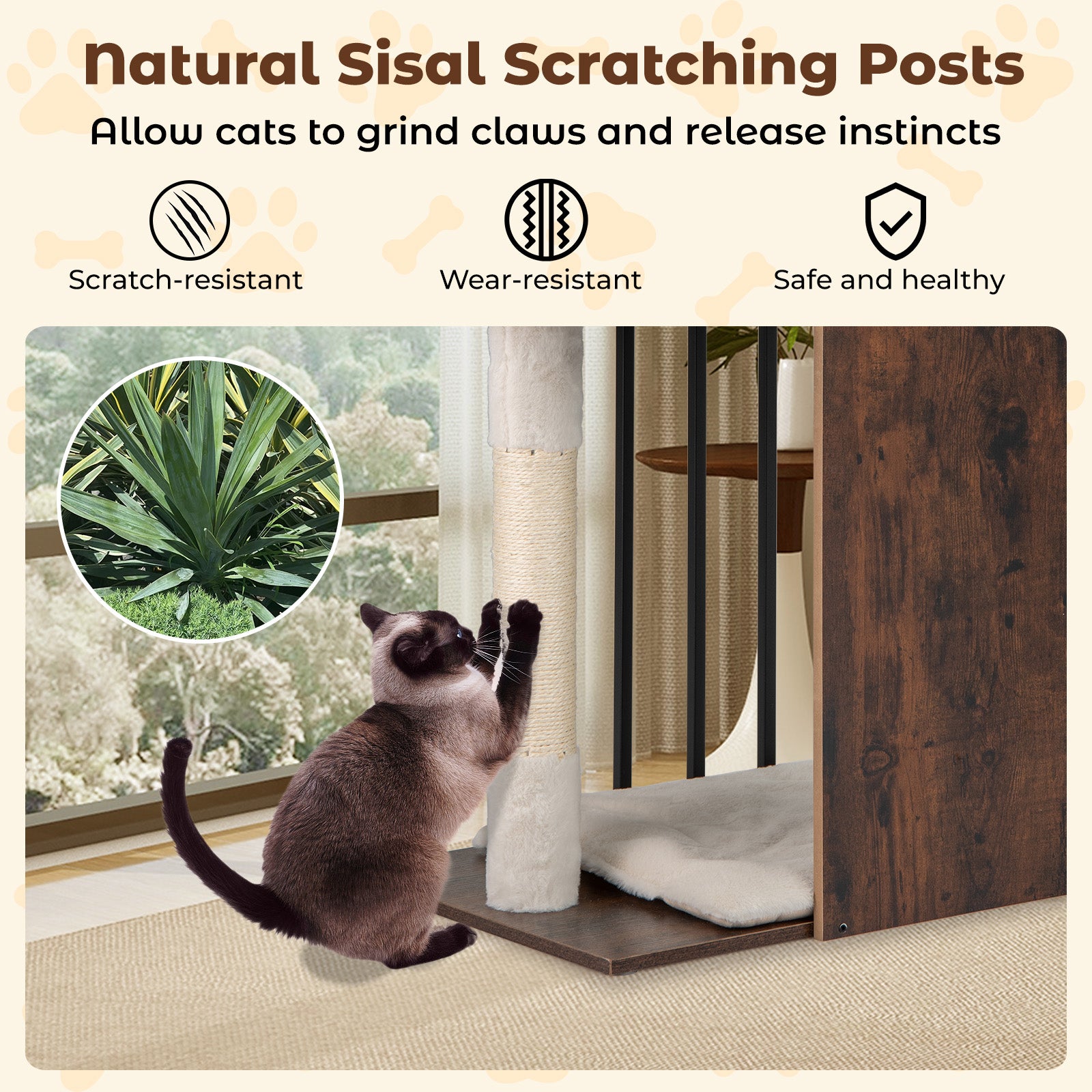 112 CM Tall Modern Cat Tree for Indoor Cats-Rustic Brown