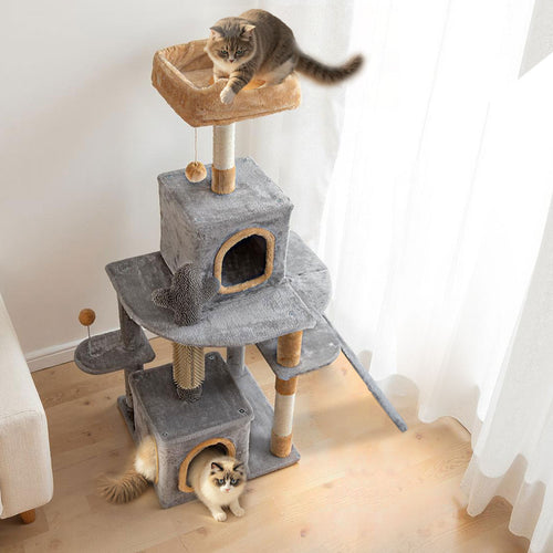 128 CM Tall Cat Tree with Sisal Scratching Posts and Ladder