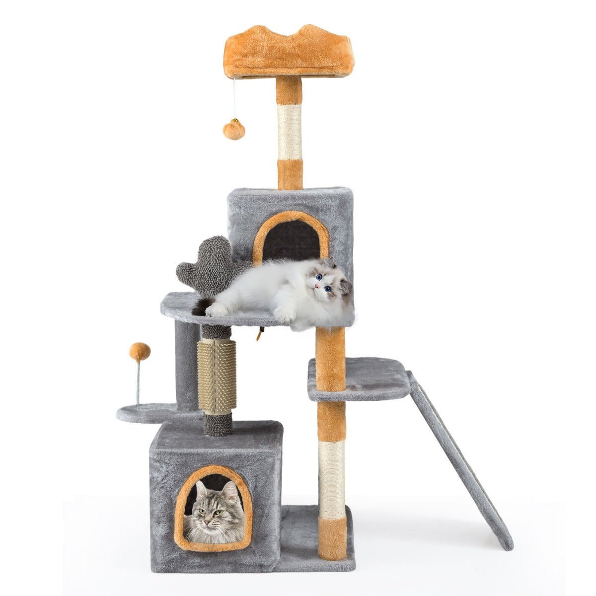 128 CM Tall Cat Tree with Sisal Scratching Posts and Ladder