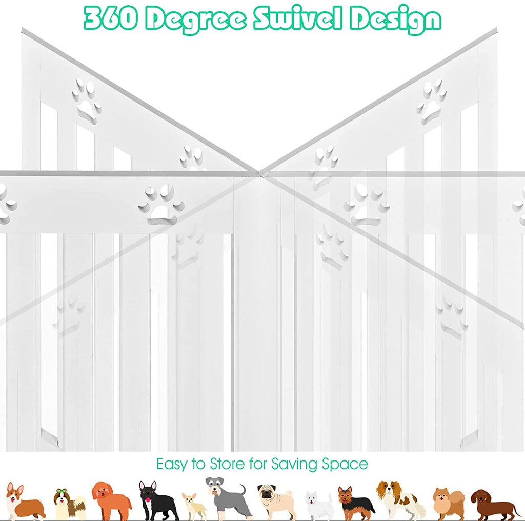 3 Panels Folding Pet Gate-White