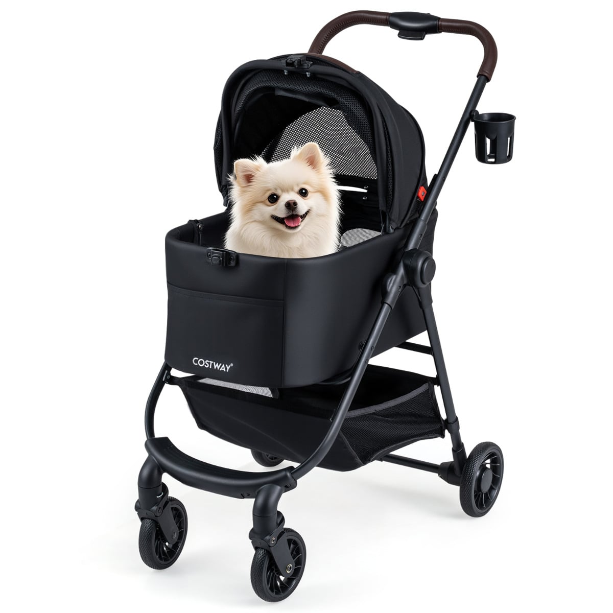 3-in-1 Pet Stroller One-hand Folding  Dog Stroller Car Seat-Black
