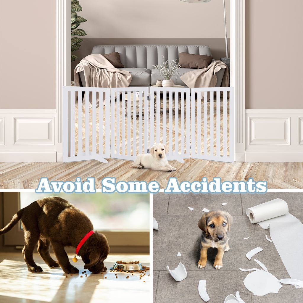 4-Panel 89 cm Pet Barrier with 6 Flexible Hinges-White