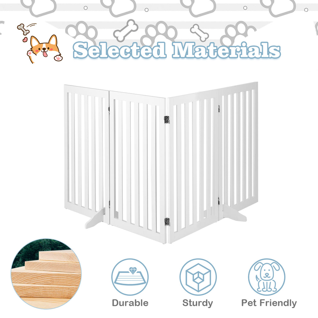4-Panel 89 cm Pet Barrier with 6 Flexible Hinges-White
