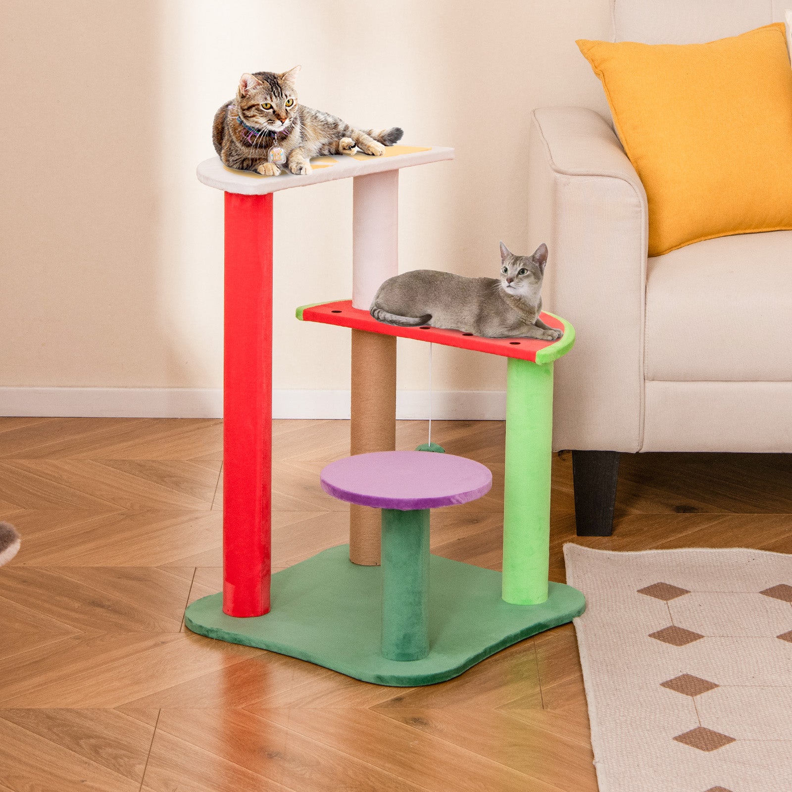 Multi-Level Aesthetic Fruit Cat Tower with Fruit-Shaped Platforms