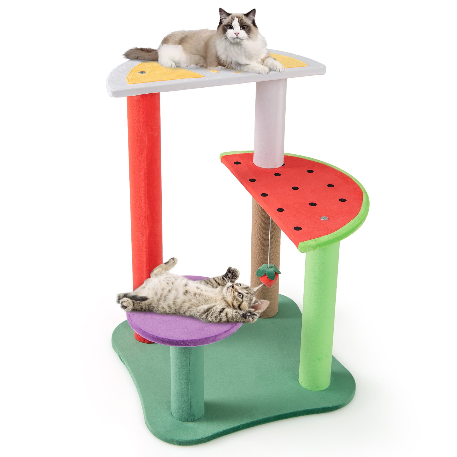 Multi-Level Aesthetic Fruit Cat Tower with Fruit-Shaped Platforms