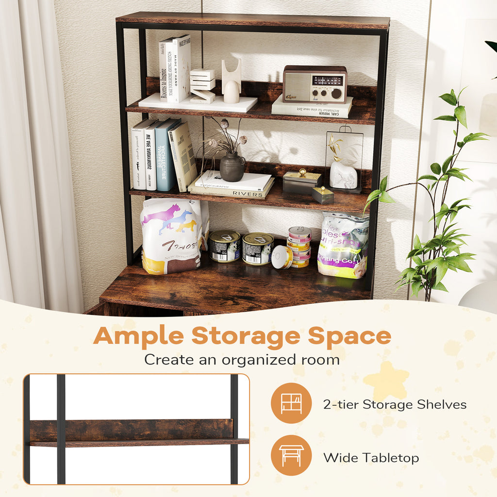 Cat Litter Box Enclosure with Storage Large Hidden Cat Washroom-Rustic Brown