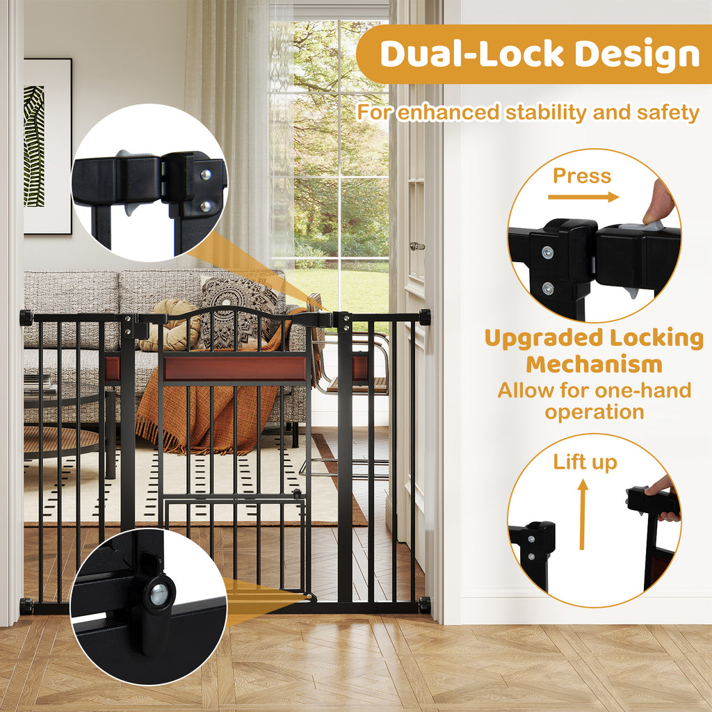 Extra Wide Walk Through Pet Gate for 74-104 cm Openings-Black