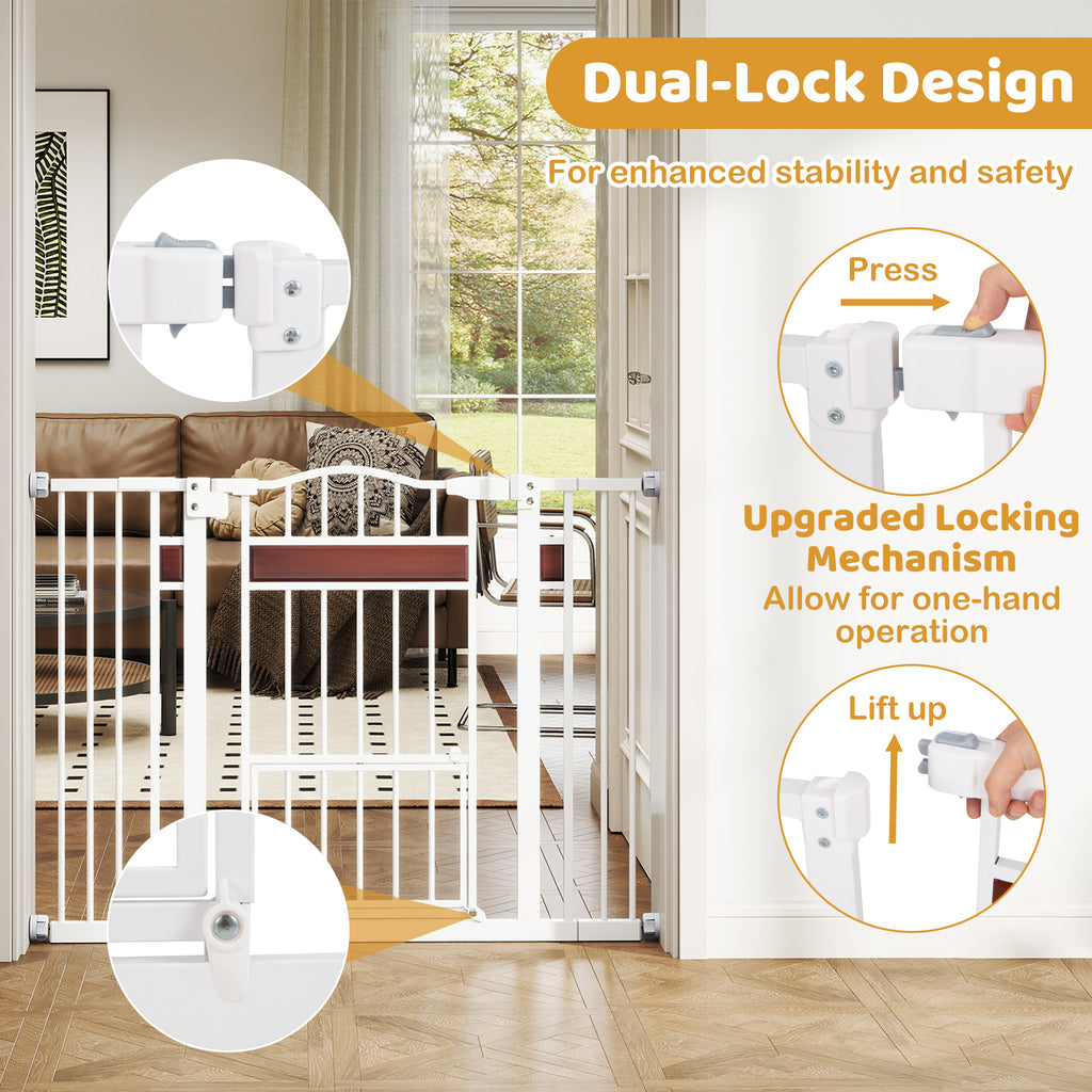 Extra Wide Walk Through Pet Gate for 74-104 cm Openings-White
