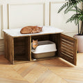 Cat Litter Box Enclosure Hidden Cat Washroom with Winding Entry-Oak