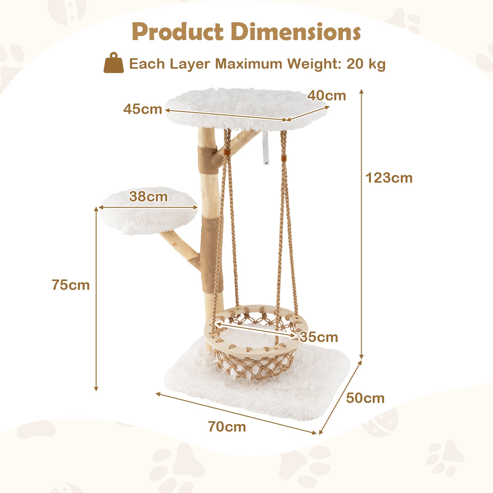 Modern Cat Tree for Indoor Adult Cats Large Kitten Tower-White