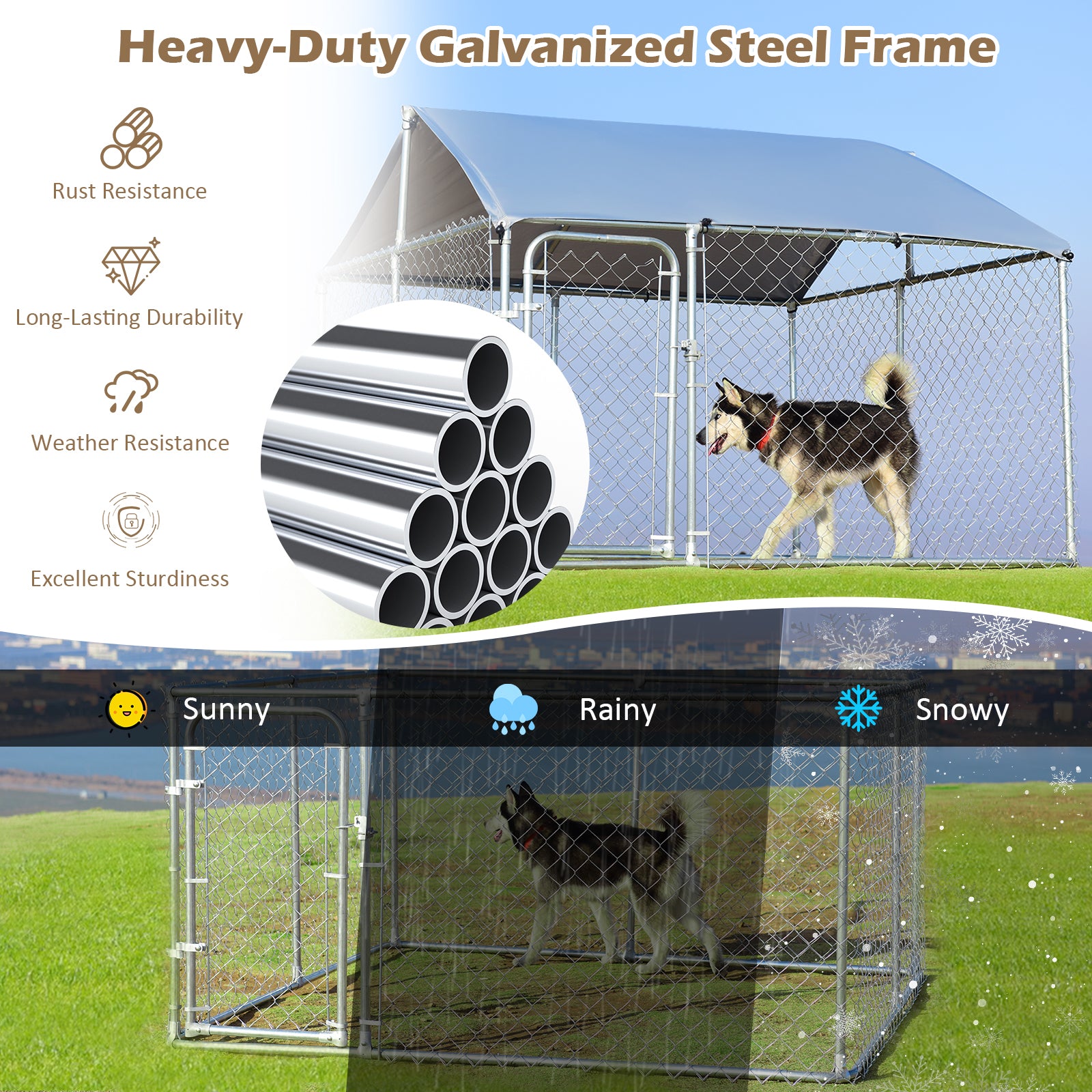 Outdoor Pet Playpen with All Weather Roof and Door