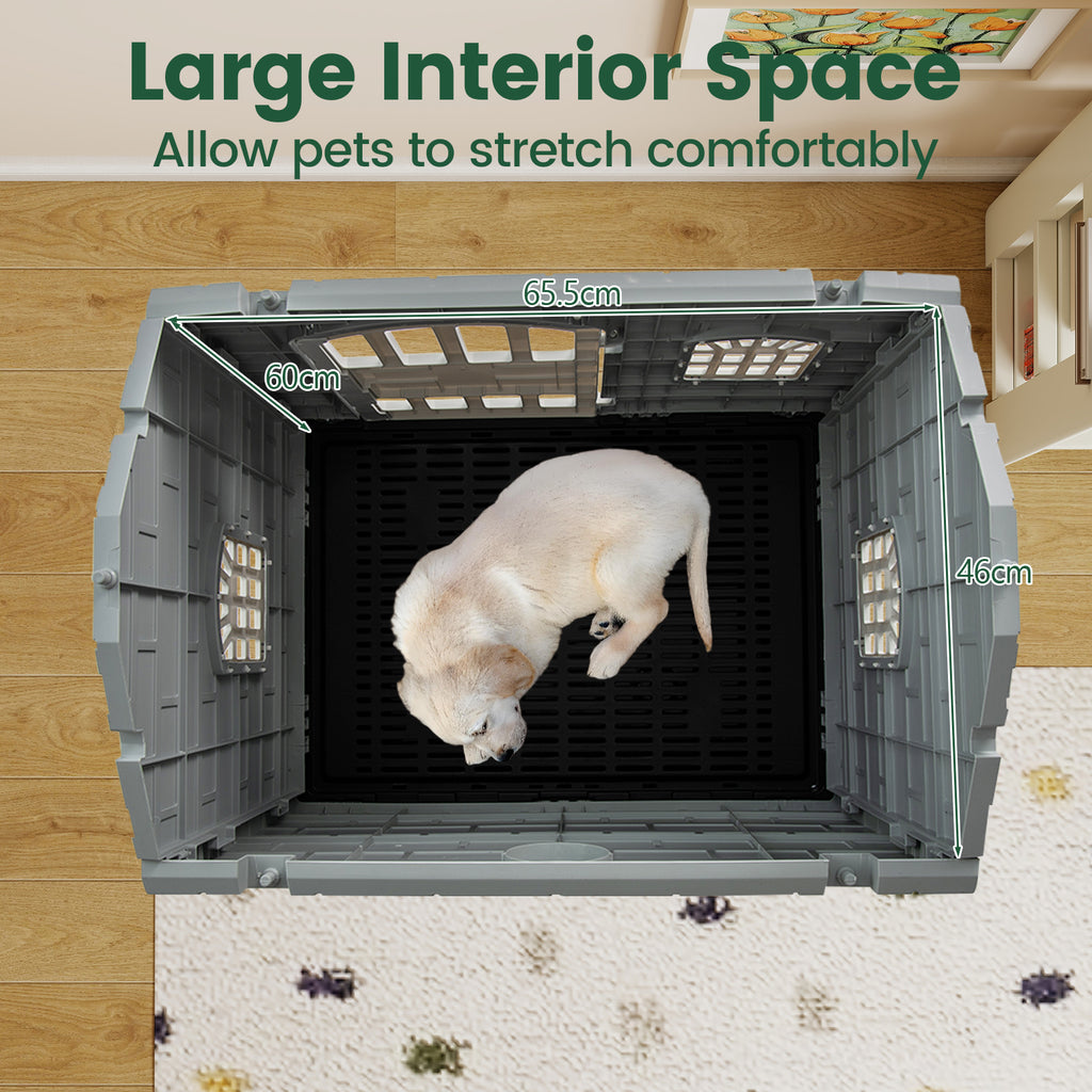 Weatherproof Pet Shelter with Removable Toilet Tray-Dark Green