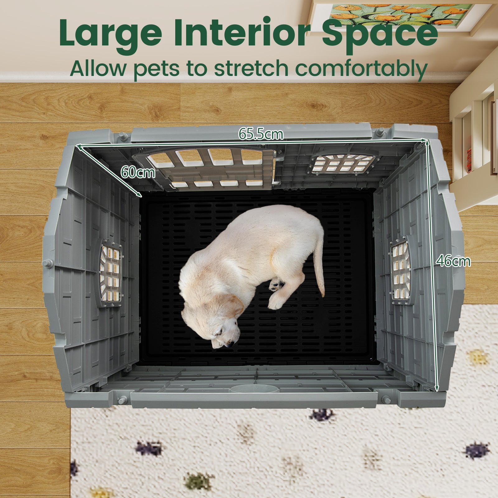 Weatherproof Pet Shelter with Removable Toilet Tray-Dark Green