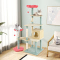 Multi-Level Aesthetic Floral Kitten Tower with Flower-Shaped Padded Perch-Colourful