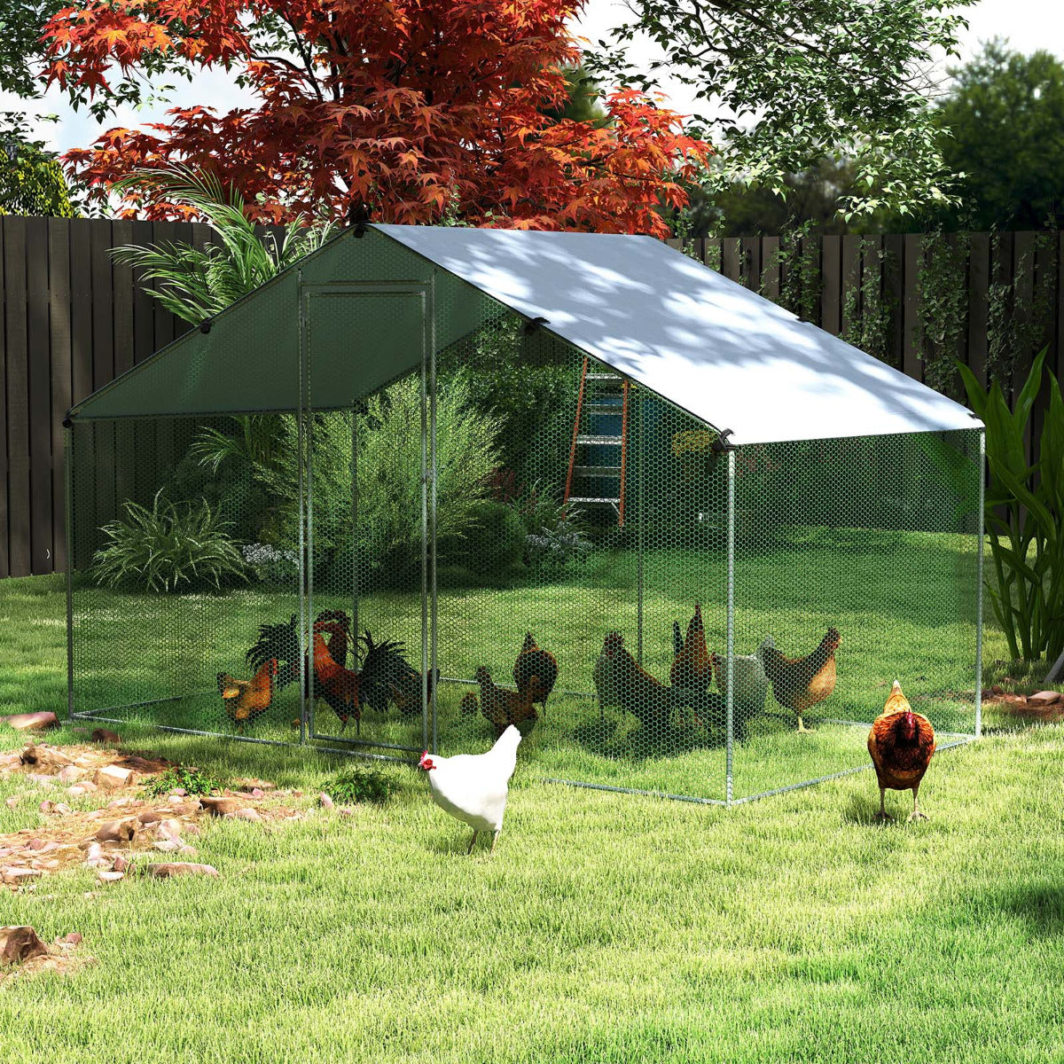 Large Chicken Coop Walk-in Poultry Cage with Oxford Canopy