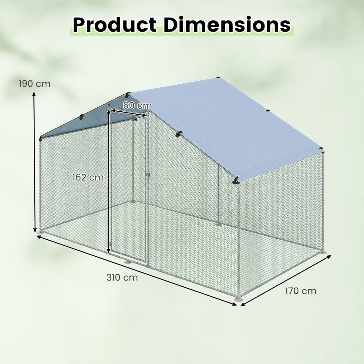 Large Chicken Coop Walk-in Poultry Cage with Oxford Canopy