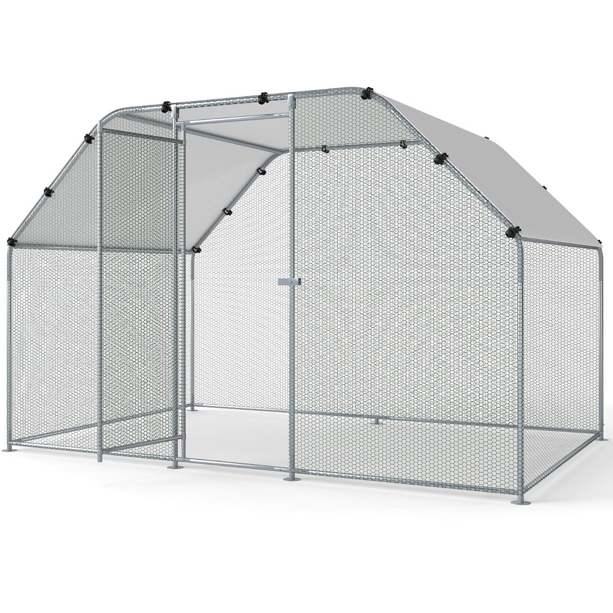 Large Metal Chicken Coop for 10-20 Chickens Chicken Run with Waterproof Cover