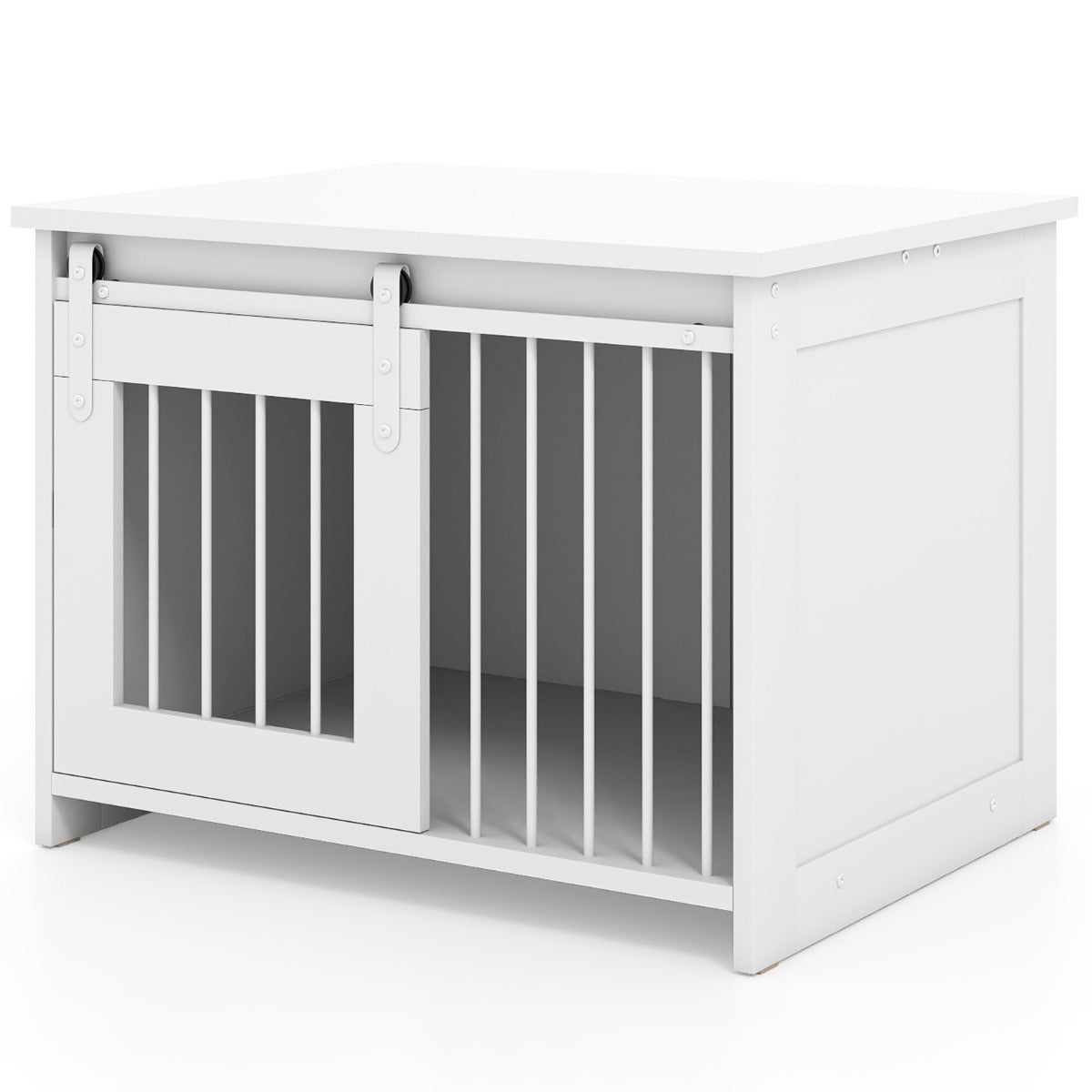 Modern Dog Crate Wooden Dog Cage with Wide Tabletop and Door-White