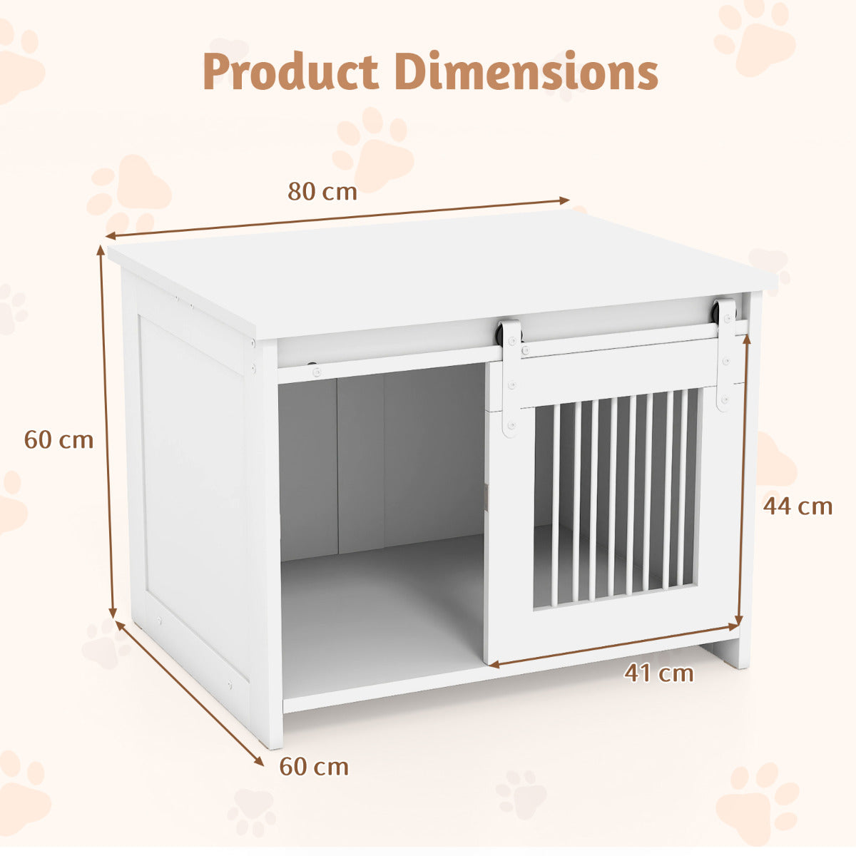 Modern Dog Crate Wooden Dog Cage with Wide Tabletop and Door-White