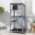 182 cm Tall Outdoor Catio Kitten Enclosure with Weatherproof Asphalt Roof-Grey
