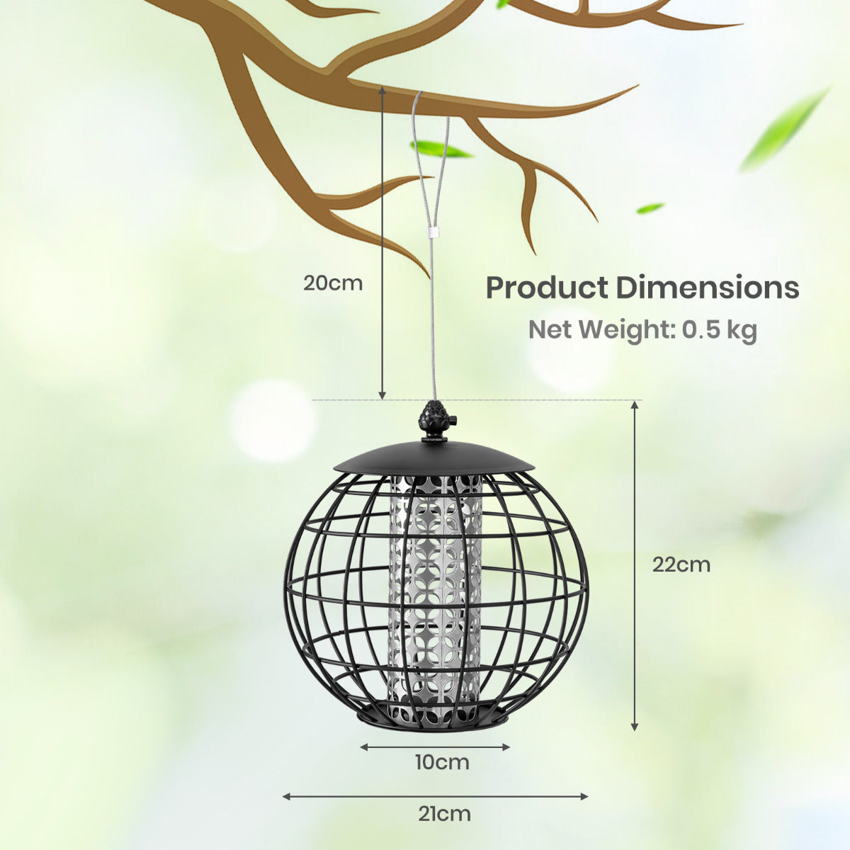 Squirrel-Proof Bird Feeder for Outdoor Hanging