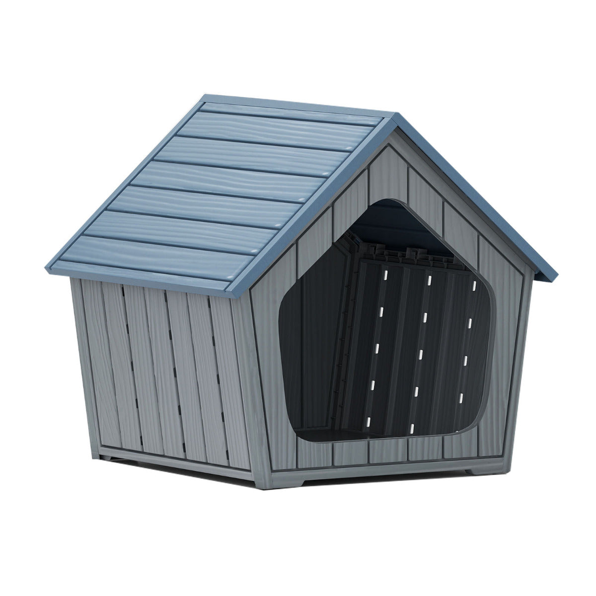 Weatherproof Plastic Cat House with Air Vents-Blue