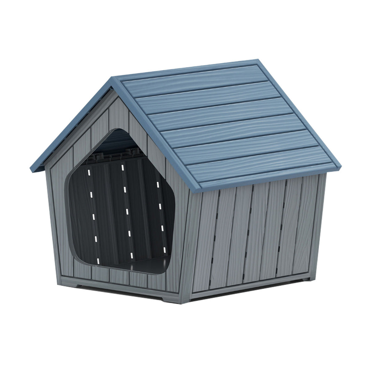 Weatherproof Plastic Cat House with Air Vents-Blue